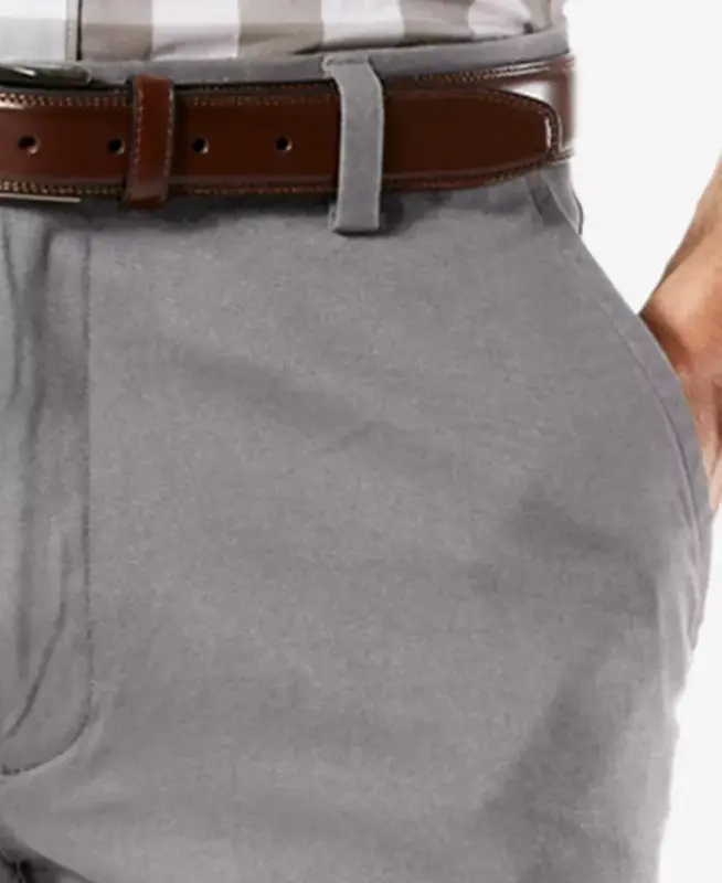 Men's Easy Straight Fit Khaki Stretch Pants-Burma Grey - 5