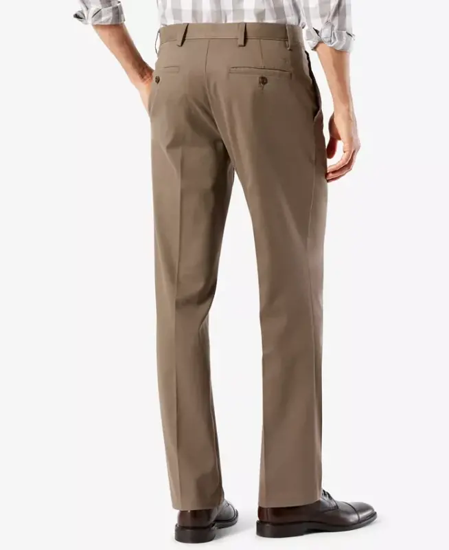 Men's Easy Straight Fit Khaki Stretch Pants-Dark Pebble - 2