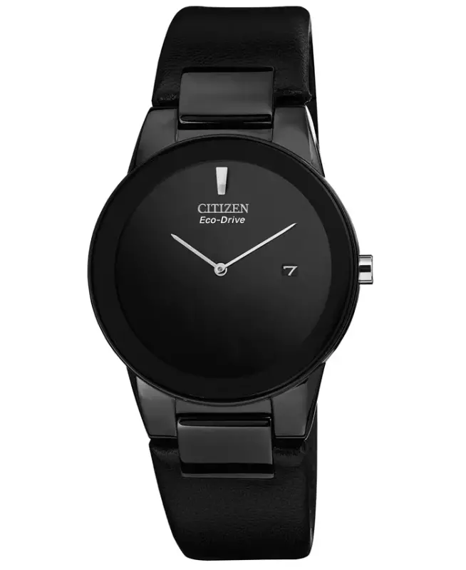 Men's Eco-Drive Axiom Black Leather Strap Watch 40mm AU1065-07E - 1