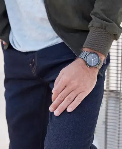 Men's Eco-Drive Axiom Kulrang zanglamaydigan po'lat bilaguzukli soat 41mm-Kulrang - 5