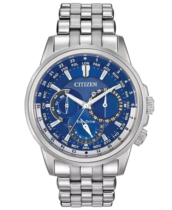 Men's Eco-Drive Calendrier Stainless Steel Bracelet Watch 44mm BU2021-51L - CITIZEN