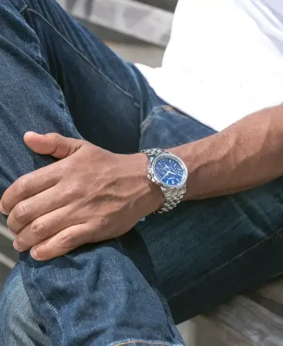 Men's Eco-Drive Calendrier Stainless Steel Bracelet Watch 44mm BU2021-51L - 6