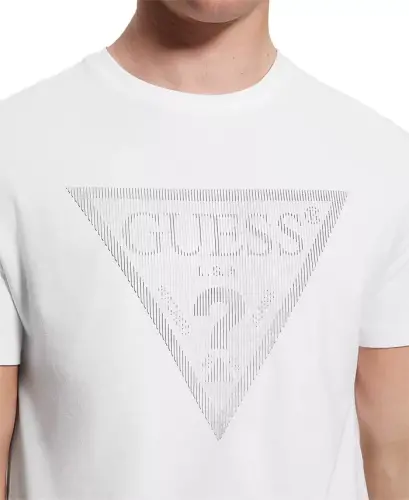 Men's Eco Triangle Crewneck Tee-Pure White - GUESS (1)