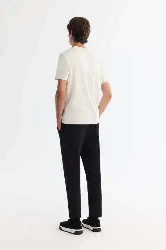 Men's Ecru Crew Neck Interlock Elastane T-shirt A42y1005 - 3