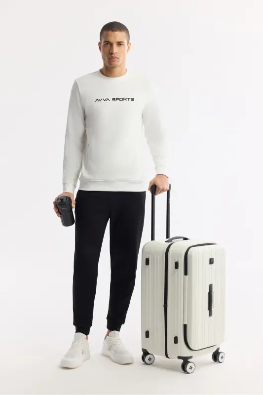 Men's Ecru Crew Neck Printed Bi Stretch Interlock - 6