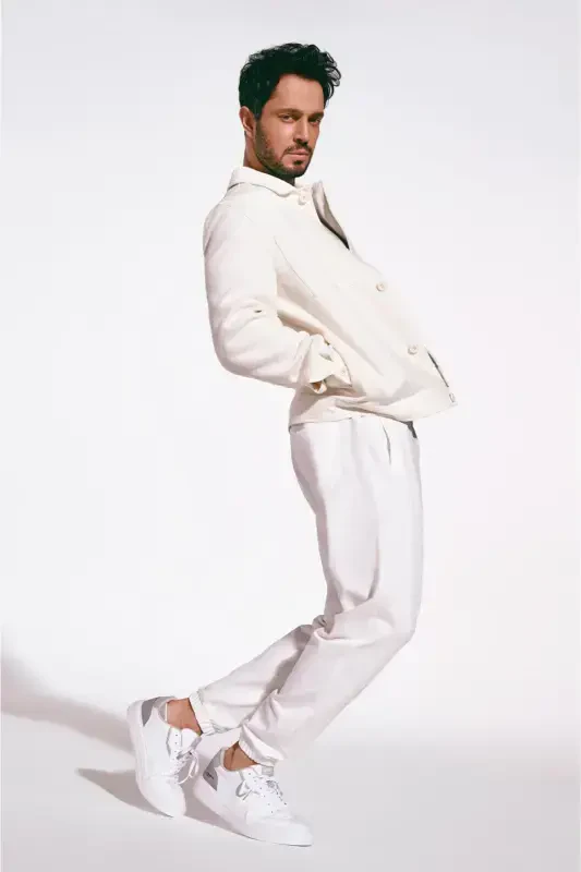 Men's Ecru Drawstring Waist Side Pocket Elastic Hem 2 Thread Cotton Sweatpants E003403-Ecru - 1