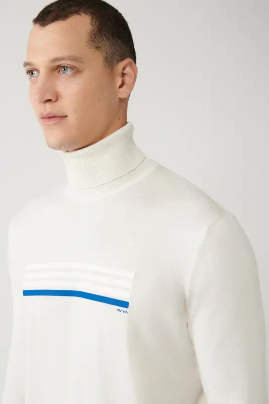 Men's Ecru Fisherman's Collar Cotton Knit Sweater A32y5144-Ecru - 2