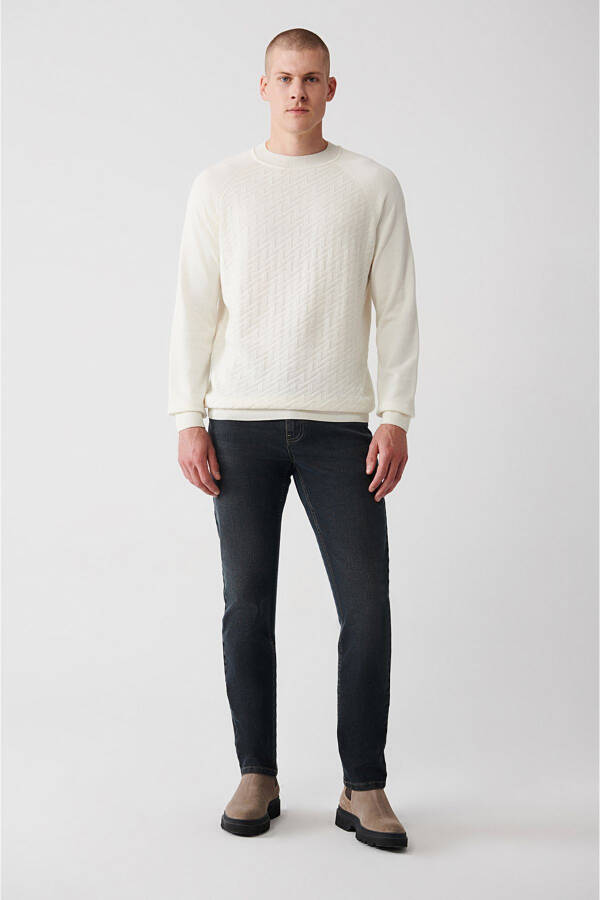 Men's Ecru Knit Sweater - 5