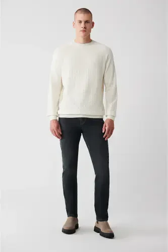 Men's Ecru Knit Sweater - 5
