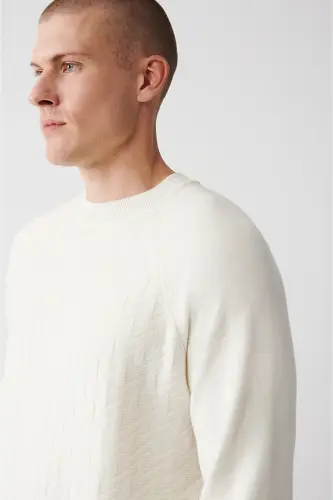 Men's Ecru Knit Sweater - AVVA (1)