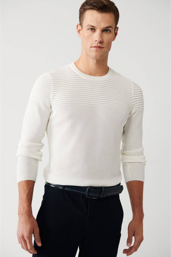 Men's Ecru Knit Sweater - 1