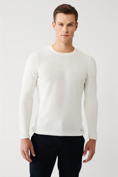 Men's Ecru Knit Sweater - 5