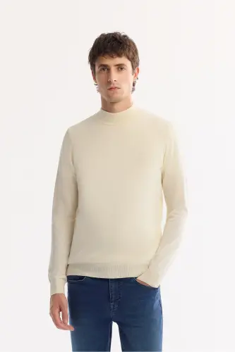Men's Ecru Knit Sweater - 1