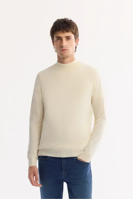 Men's Ecru Knit Sweater - 1