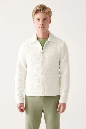 Men's Ecru Quilted Jacket - AVVA