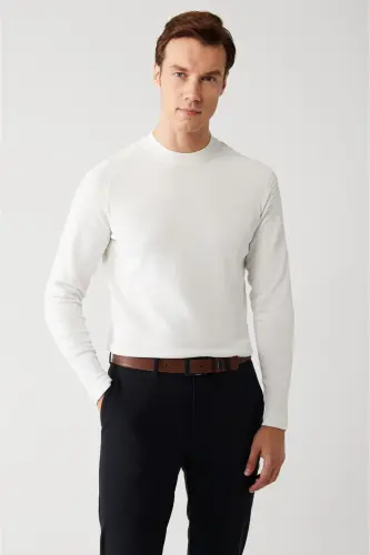 Men's Ecru Rayon Knit Sweater 