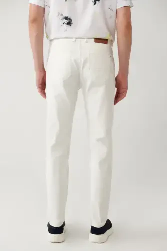 Men's Ecru Rinse Washed Stretch Slim Fit Trousers A41y3504 - 5