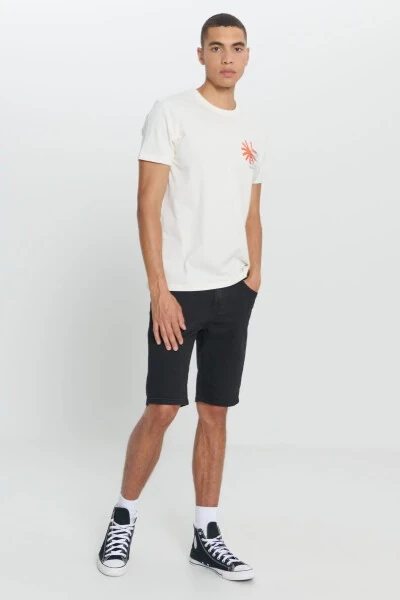 Men's Ecru Standard Fit Regular Cut 100% Cotton Soft Touch Printed Crew Neck T-shirt - AC&CO / ALTINYILDIZ CLASSICS (1)