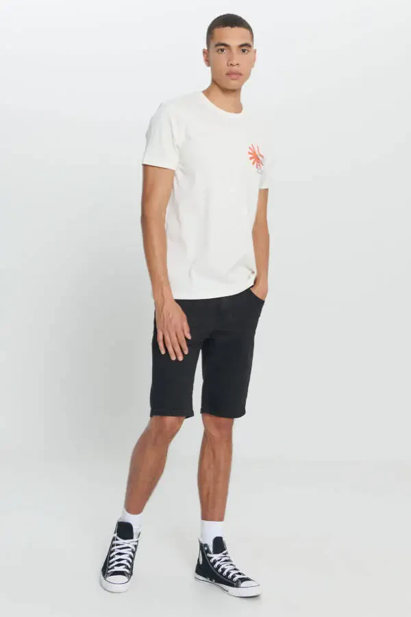 Men's Ecru Standard Fit Regular Cut 100% Cotton Soft Touch Printed Crew Neck T-shirt - 2