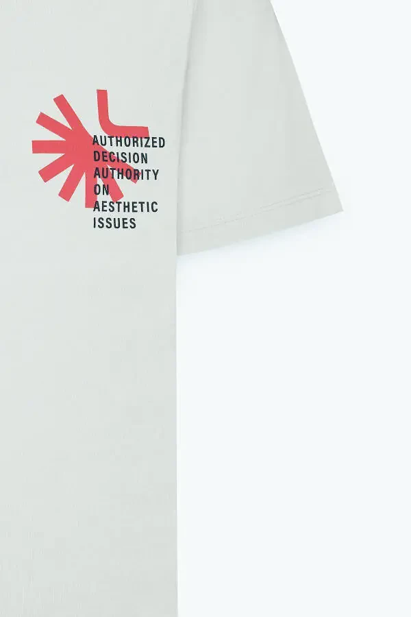 Men's Ecru Standard Fit Regular Cut 100% Cotton Soft Touch Printed Crew Neck T-shirt - 8