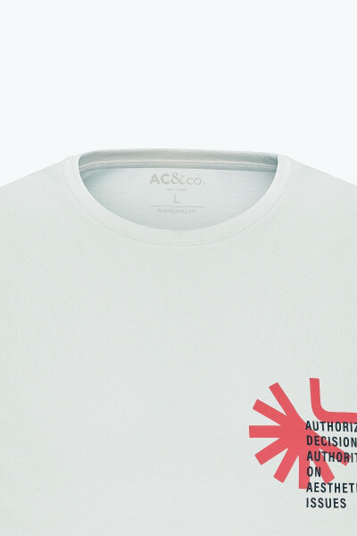 Men's Ecru Standard Fit Regular Cut 100% Cotton Soft Touch Printed Crew Neck T-shirt - 7