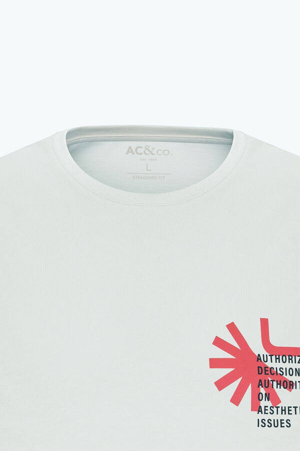 Men's Ecru Standard Fit Regular Cut 100% Cotton Soft Touch Printed Crew Neck T-shirt - 7