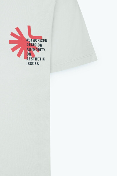 Men's Ecru Standard Fit Regular Cut 100% Cotton Soft Touch Printed Crew Neck T-shirt - 8