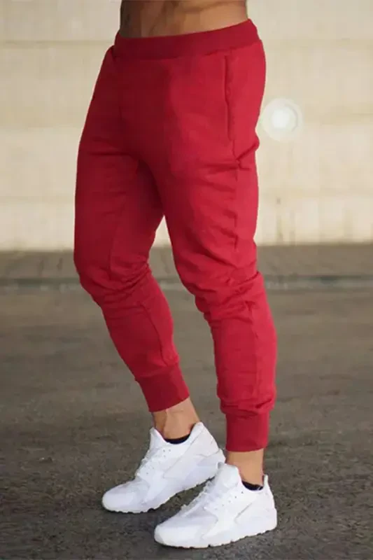 Men's Elastic Hem Sweatpants - Red - EMTA