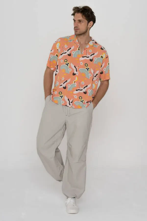 Men's Elastic Waist Parachute Pants - 1