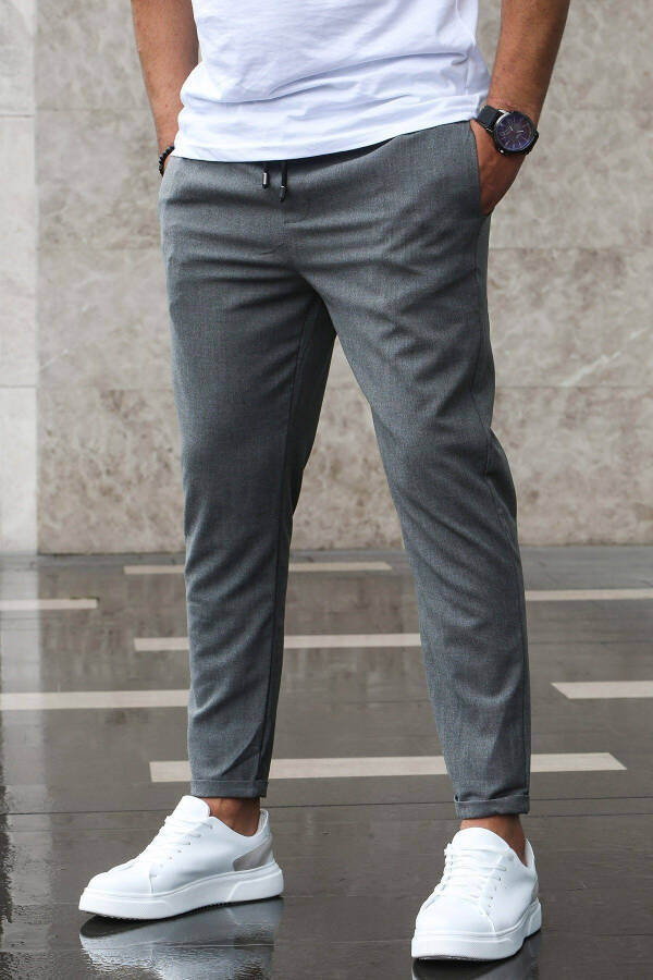 Men's Elastic Waistband Lycra Comfort Woven Jogger Fit Pants - 3