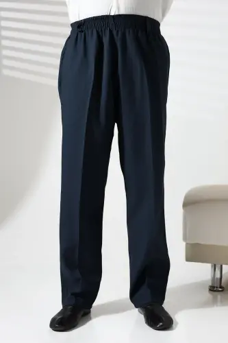 Men's Elastic Waistband Pocketed Winter Wool Effect Fabric Shalwar Pants - Green (İSR)-Green - 4