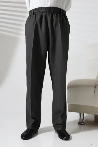 Men's Elastic Waistband Pocketed Winter Wool Effect Fabric Shalwar Pants - Smoke Grey (İSR)-Smoke Grey - 4