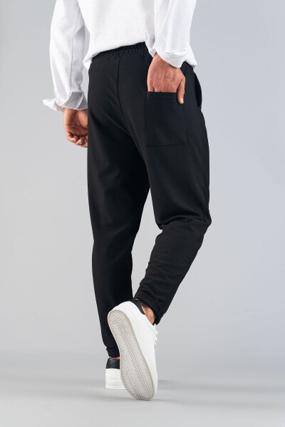 Men's Elastic Waistband Slim Fit Stretchy Lycra Basic Cotton Jogger Pants - 1