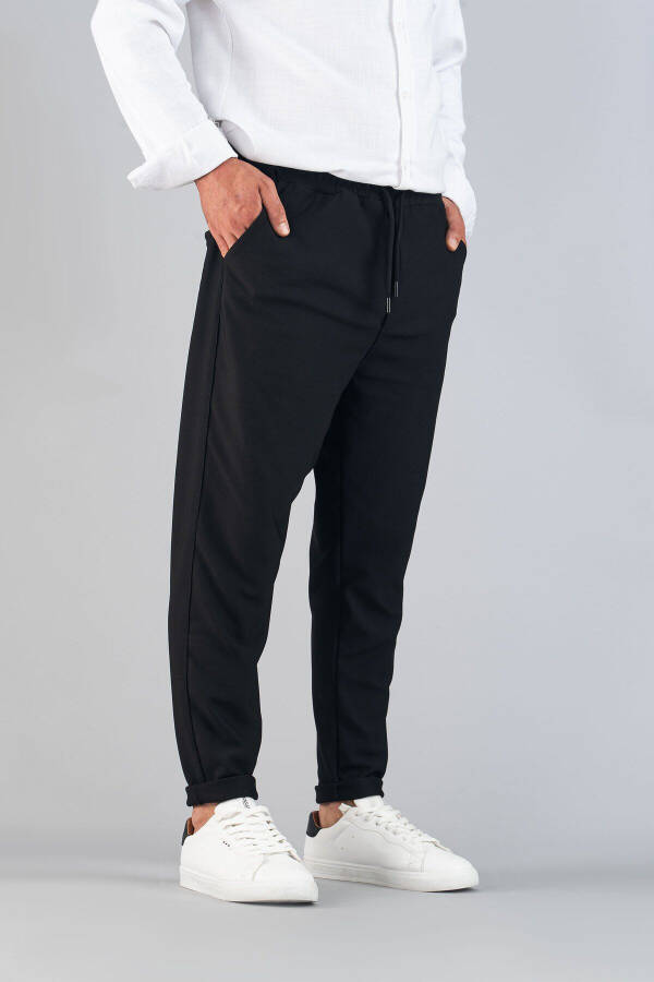 Men's Elastic Waistband Slim Fit Stretchy Lycra Basic Cotton Jogger Pants - 6