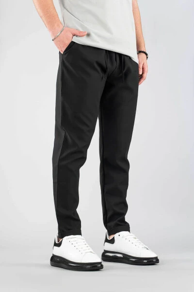 Men's Elastic Waistband Slim Fit Stretchy Lycra Basic Cotton Jogger Pants - BOMBE