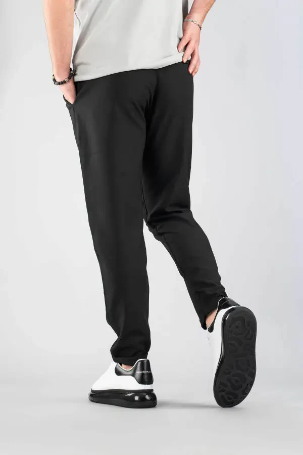 Men's Elastic Waistband Slim Fit Stretchy Lycra Basic Cotton Jogger Pants - 3