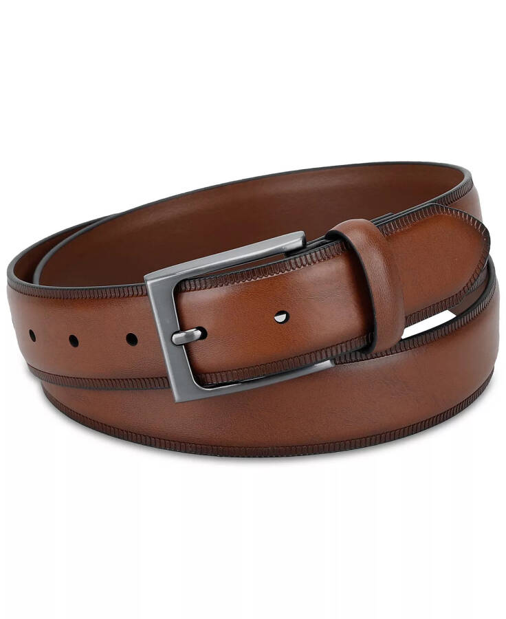 Men's Embossed Edge Belt, Created for Modazone Cognac - 5