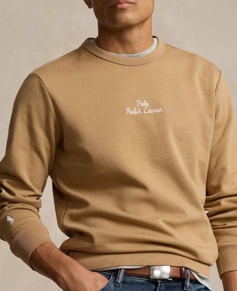 Men's Embroidered-Logo Double-Knit Sweatshirt Camel - 3