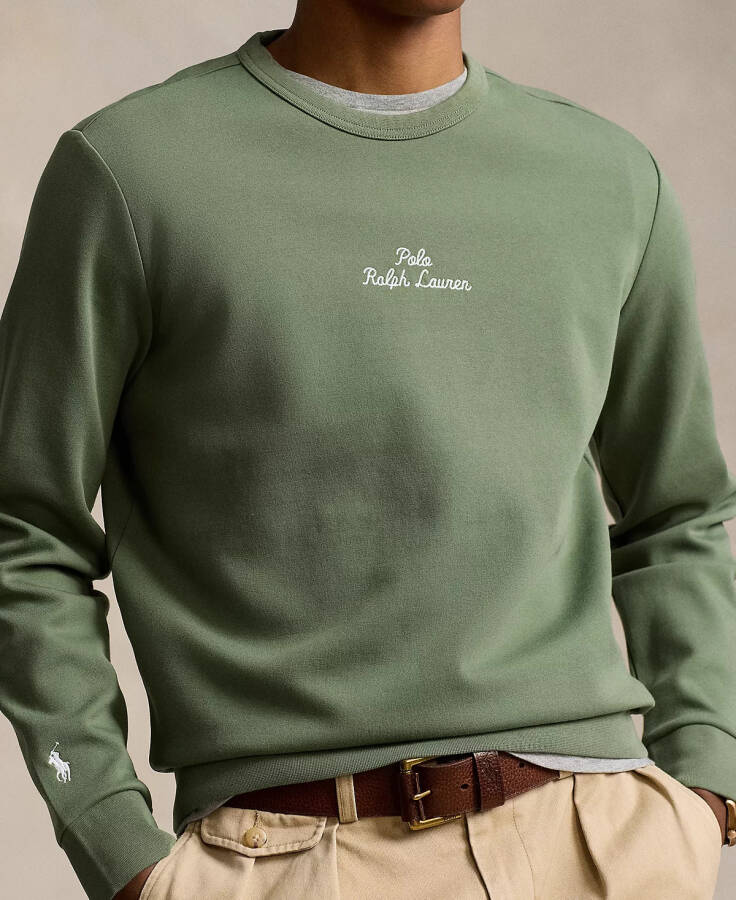 Men's Embroidered-Logo Double-Knit Sweatshirt Cargo Green - 3