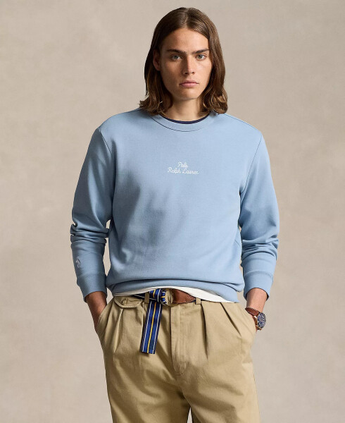 Men's Embroidered-Logo Double-Knit Sweatshirt Vessel Blue - 1