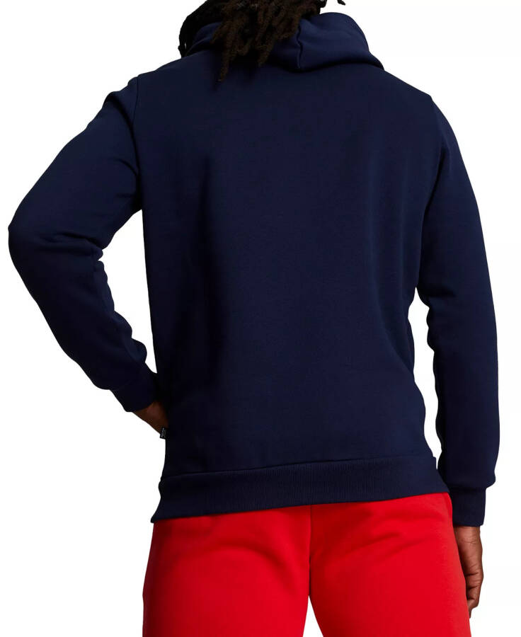 Men's Embroidered Logo Fleece Hoodie Peacoat Navy - 3