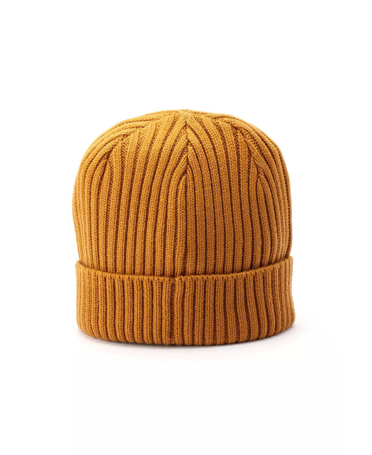 Men's Embroidered Logo Patch Ribbed Cuff Beanie Wheat - 2