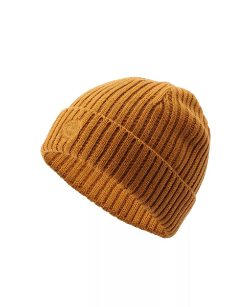 Men's Embroidered Logo Patch Ribbed Cuff Beanie Wheat - 3