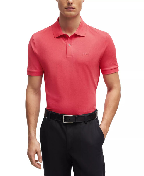 Men's Embroidered Logo Polo Shirt Dark Pink - 5