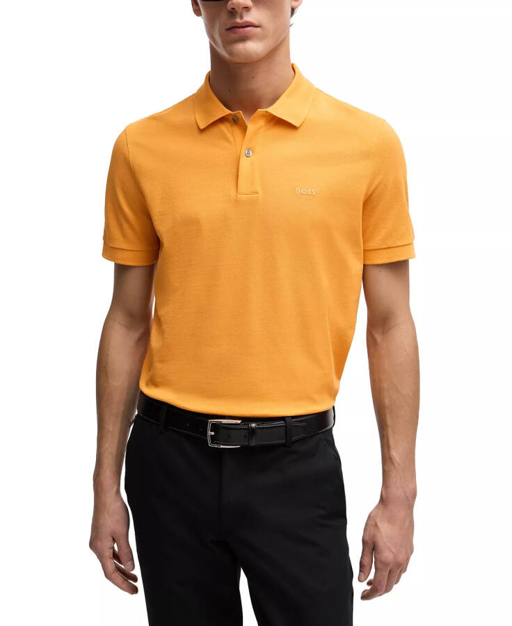 Men's Embroidered Logo Polo Shirt Medium Orange - 1