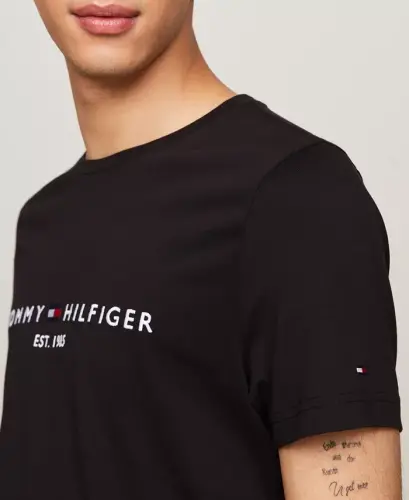 Men's Embroidered Logo Regular-Fit Crewneck T-Shirt - Jet Black - 3