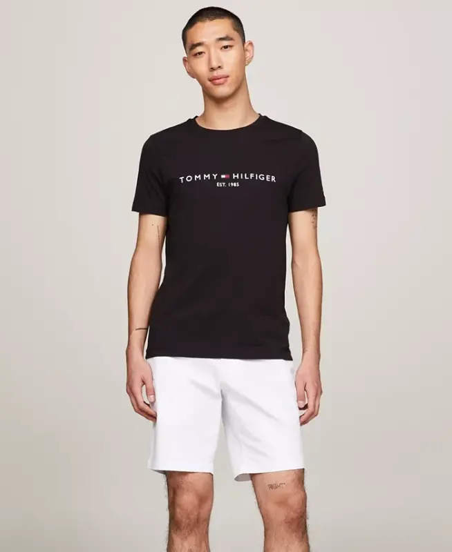 Men's Embroidered Logo Slim-Fit Crewneck T-Shirt-Jet Black - 4