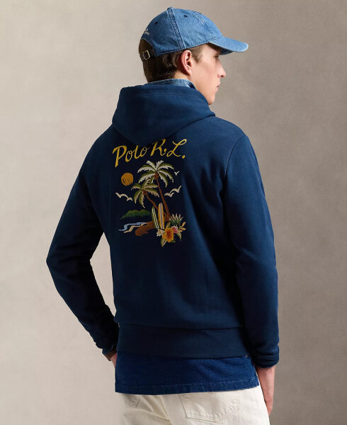 Men's Embroidered Loopback Fleece Hoodie Blue - 2