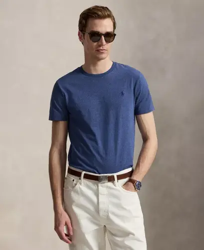 Men's Embroidered Pony Classic-Fit T-Shirt - Derby Blue Heather - 1