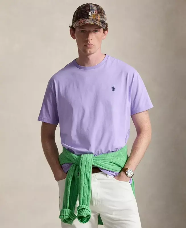 Men's Embroidered Pony Classic-Fit T-Shirt - Powder Purple - 1